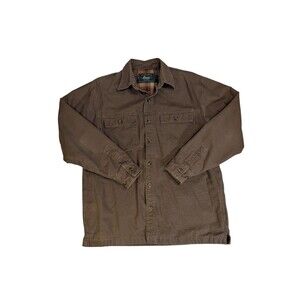 Vintage GH Bass Canvas Barn Chore Coat Jacket Mens M Khaki Flannel Lined